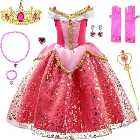 DJDLPARTY Princess Dress Up for Girls 4-8Y, Toddler Kids Fancy Princess Costume with Accessories for Party Halloween Outfit in Saudi Arabia