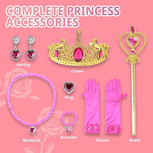 DJDLPARTY Princess Dress Up for Girls 4-8Y, Toddler Kids Fancy Princess Costume with Accessories for Party Halloween Outfit in Saudi Arabia
