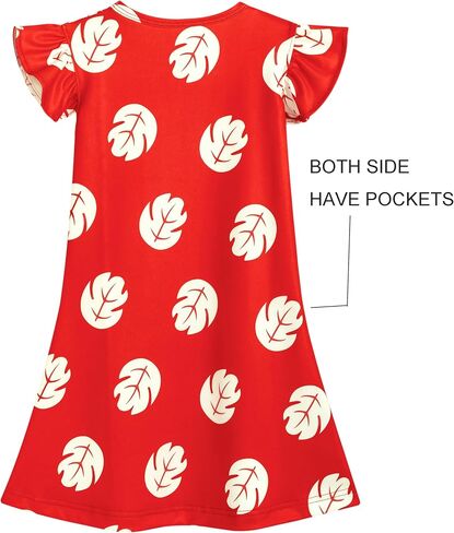 Little Girls Costume Red Leaf Dress Toddler Halloween Cosplay Outfit with Flower Necklace Red Hair Clip in Saudi Arabia