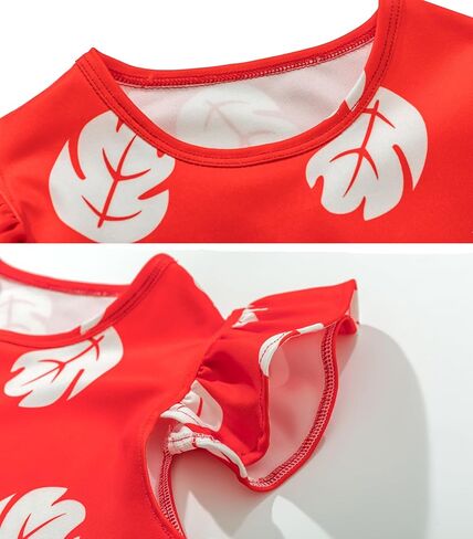 Little Girls Costume Red Leaf Dress Toddler Halloween Cosplay Outfit with Flower Necklace Red Hair Clip in Saudi Arabia
