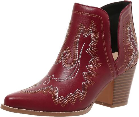 Cowboy Boots for Women Ankle Cowgirl Western Embroidered Pointed Toe Chunky Heel Fashion Retro Classic Short Booties in Saudi Arabia