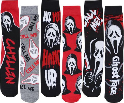 Hyp Scream Ghostface Call Me Adult Casual Crew Socks, 6-Pack, Size 10-13 in Kuwait