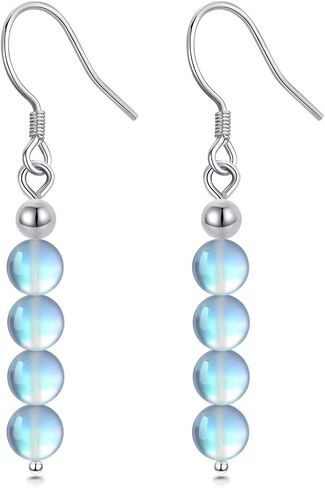 925 Sterling Silver Moonstone Dangle Earrings for Women, Heart/Bead/Flower/Teardrop Dangle Drop Earrings Jewelry for Mother's Day Birthday Anniversary in Saudi Arabia