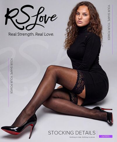 طقم ملابس داخلية نسائية من RSLOVE مع حزام رباط وجوارب شفافة من أعلى الفخذ in Kuwait