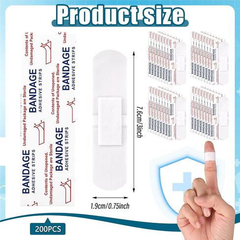 200 Count Clear Waterproof Adhesive Bandages Bulk 3/4" x 3" Adhesive Breathable Bandages for Sensitive Skin School Nurses Businesses Travel First Aid Kits Homeless Care Supplies Donations in Saudi Arabia