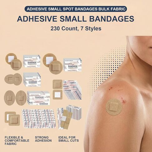 230PCS Small Round Bandages for Face, Elastic Fabric Flexible Circle Bandaids, Adhesive Circular Bandaid Aids in Saudi Arabia