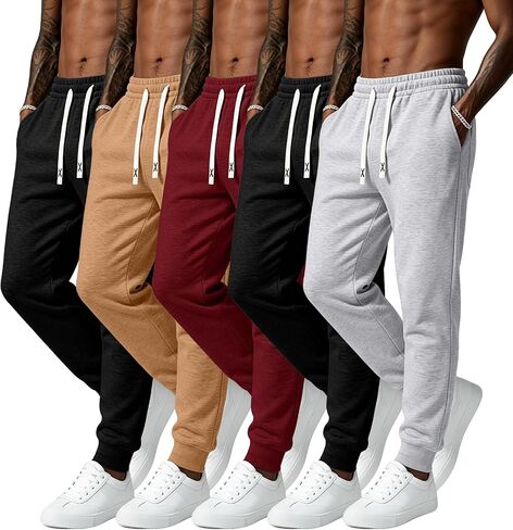 5 Pack Jogger Sweatpants for Men Lightweight Athleisure Casual Gym Workout Jogging Pants with Pockets 2026 in Saudi Arabia