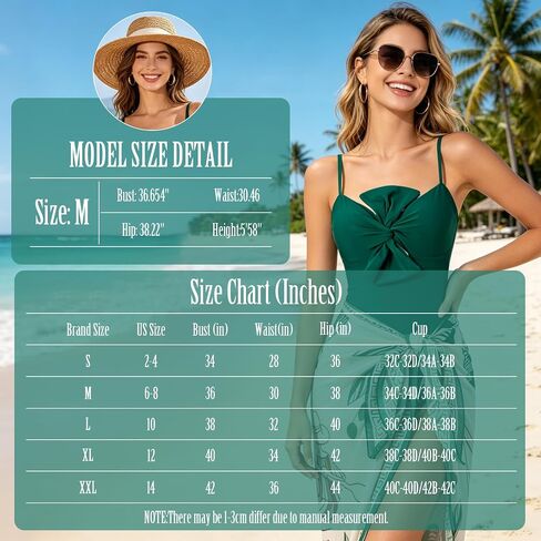 One Piece Swimsuit Women with Cover Up-Size M,Push Up Bathing Suit for Women,Retro Full Coverage Swimwear with Wrap Skirt for Summer Beach Vacations Outfit 2026 Green in Saudi Arabia