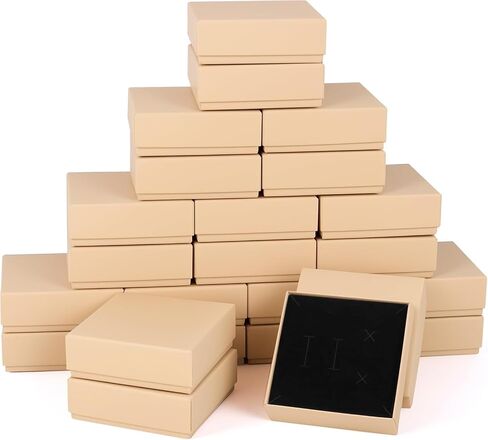 48 Pack Cardboard Jewelry Gift Boxes 3.5x3.5x1 Inch Bulk Jewelry Packaging Small Jewelry Box with Lids for Necklace Ring Bracelet Earring(Brown) in Saudi Arabia
