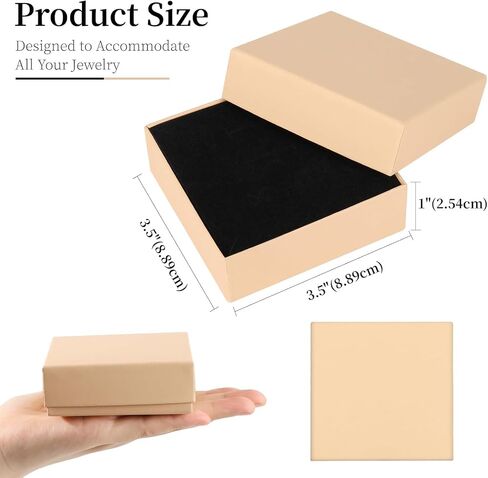48 Pack Cardboard Jewelry Gift Boxes 3.5x3.5x1 Inch Bulk Jewelry Packaging Small Jewelry Box with Lids for Necklace Ring Bracelet Earring(Brown) in Saudi Arabia