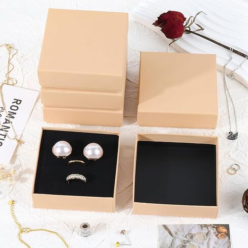 48 Pack Cardboard Jewelry Gift Boxes 3.5x3.5x1 Inch Bulk Jewelry Packaging Small Jewelry Box with Lids for Necklace Ring Bracelet Earring(Brown) in Saudi Arabia