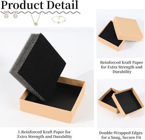 48 Pack Cardboard Jewelry Gift Boxes 3.5x3.5x1 Inch Bulk Jewelry Packaging Small Jewelry Box with Lids for Necklace Ring Bracelet Earring(Brown) in Saudi Arabia