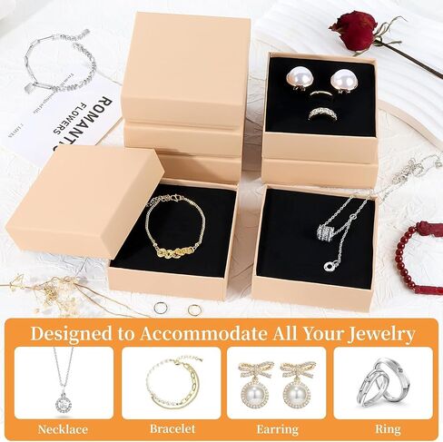 48 Pack Cardboard Jewelry Gift Boxes 3.5x3.5x1 Inch Bulk Jewelry Packaging Small Jewelry Box with Lids for Necklace Ring Bracelet Earring(Brown) in Saudi Arabia