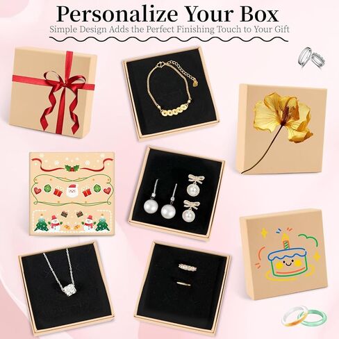48 Pack Cardboard Jewelry Gift Boxes 3.5x3.5x1 Inch Bulk Jewelry Packaging Small Jewelry Box with Lids for Necklace Ring Bracelet Earring(Brown) in Saudi Arabia
