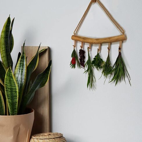 15.7-Inch Rustic Wood Wall Hanging Jewelry Organizer - Handmade Natural Wood Logs Branch Decor with 6 Hooks for Necklace, Earring, Bracelet Storage - Farmhouse, Cabin, Bathroom Home Décor in Saudi Arabia