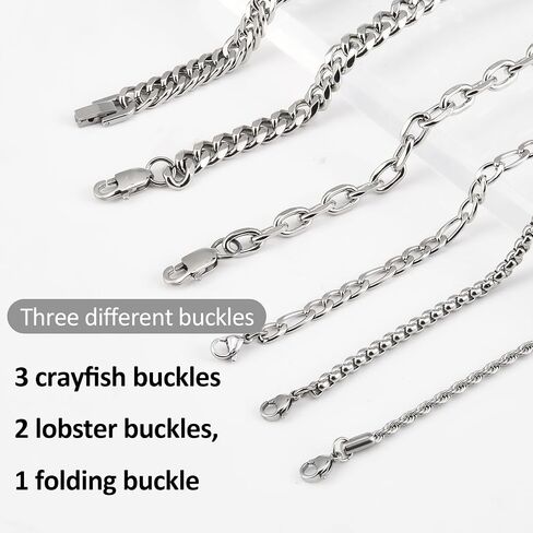 6Pcs Silver Stainless Steel Bracelet for Men Adjustable Cuban Link Chain Bracelet Set for Women Fashion Jewelry Accessories in Saudi Arabia