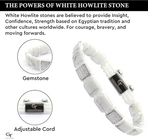 GT collection - 2 PIECE SET - Men's WHITE HOWLITE Single Bead Bracelet And Flatbead Bracelet in Saudi Arabia