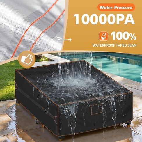 SUNICO Patio Furniture Set Cover 60" W x 60" D x 28" H, 420D Waterproof Outdoor Furniture Cover Fit Patio Furniture Outdoor Loveseat or 2 Chairs and Table Set, Triple Windproof and Anti-UV, Black in Saudi Arabia