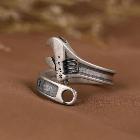 Vintage Punk Wrench Shaped Open Ring - Men's Hip-Hop Rock Biker Style Trendy Ring - Accessory for Daily Wear and Parties in Kuwait