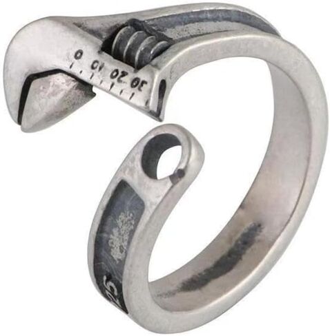 Vintage Punk Wrench Shaped Open Ring - Men's Hip-Hop Rock Biker Style Trendy Ring - Accessory for Daily Wear and Parties in Kuwait