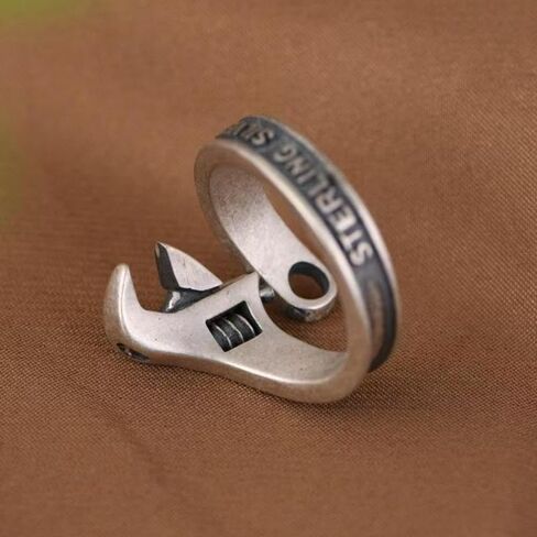 Vintage Punk Wrench Shaped Open Ring - Men's Hip-Hop Rock Biker Style Trendy Ring - Accessory for Daily Wear and Parties in Kuwait