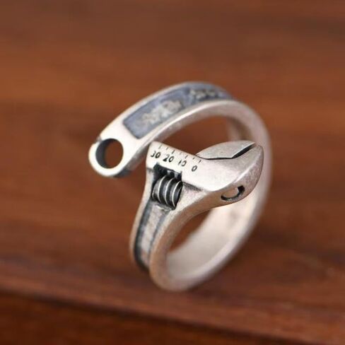 Vintage Punk Wrench Shaped Open Ring - Men's Hip-Hop Rock Biker Style Trendy Ring - Accessory for Daily Wear and Parties in Kuwait