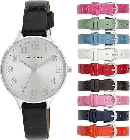 Vernier Women's Easy Read Round Watch with 10 Interchangeable Vegan Straps (VNR11205) (Gold) in Saudi Arabia