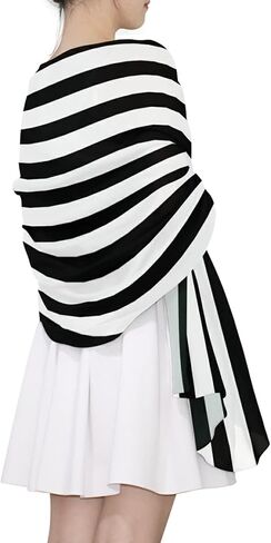 Abstract Black and White Stripes Black White Striped Lines Woman Long Silk Scarf Soft Head Wrap Silk Shawl stole in Saudi Arabia