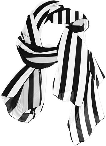 Abstract Black and White Stripes Black White Striped Lines Woman Long Silk Scarf Soft Head Wrap Silk Shawl stole in Saudi Arabia