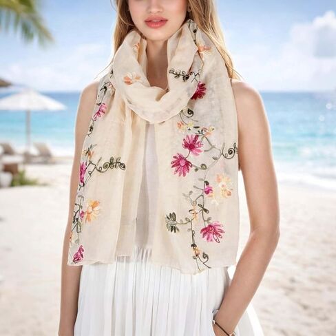 Women Scarf Cotton Linen - Ladies Scarves Soft Large Long Wrap Shawl Headscarf Lightweight Neck Scarf for Spring Autumn in Kuwait