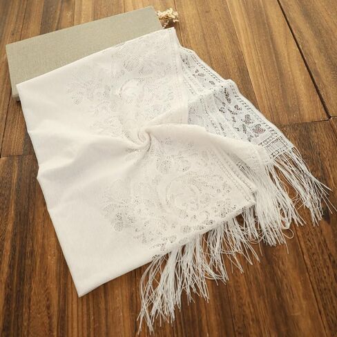 Women Lace Shawl with Tassel, Vintage Wedding Wrap & Chapel Veil Scarf, Catholic Church Latin Mass Head Covering in Kuwait