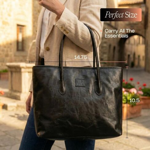 Tote Bag for Women with Zipper – Lightweight PU Leather Travel Purse, Shoulder Tote Bag for Work & Vacation – Black in Kuwait