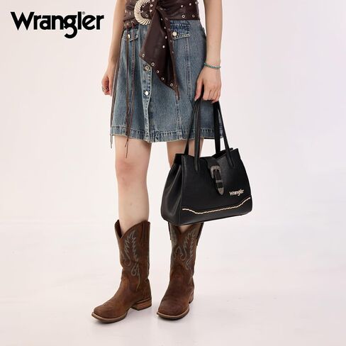 Wrangler 3-Compartment Tote Bag for Women, Medium Western Shoulder Purses and Handbags Vintage Satchel Bags in Kuwait