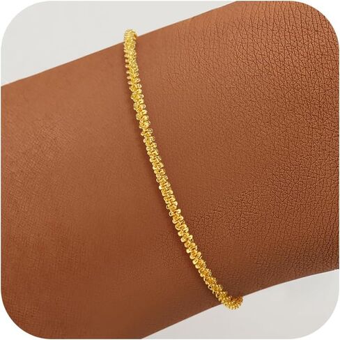 Silver Bracelets for Women, 925 Sterling Silver 2.5mm Sparkly Link Bracelets Diamond Cut Silver Bracelets Jewelry for Women in Saudi Arabia