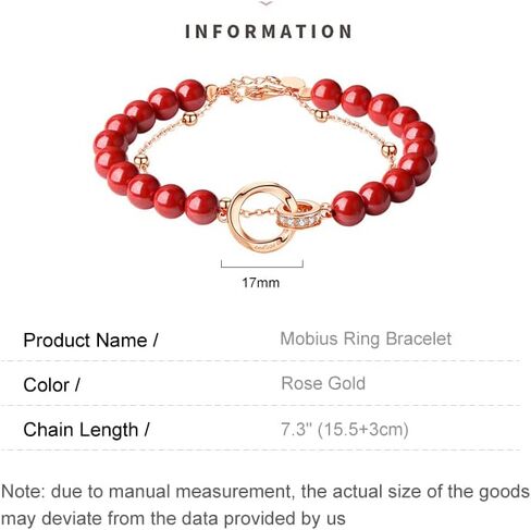 14K Gold Mobius Ring Couple Bracelet, Vermilion Bracelet for Women, Obsidian Bracelet for Men, Beautiful Valentine's Day, Mother's Day, Father's Day Gift in Kuwait