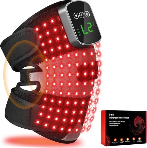 Knee Massager with Heat and Red Light Therapy, 660nm & 850nm Red Light Knee Therapy Device with Vibration, 5000mAh Cordless Heated Knee Wrap for Daily Comfort, Elbow Shoulder in Saudi Arabia