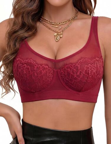 Avidlove Full Coverage Sheer Mesh Sexy Lace Bra for Women Underwire Unlined Everyday Bras Lingerie A-DD, S-2XL in Kuwait