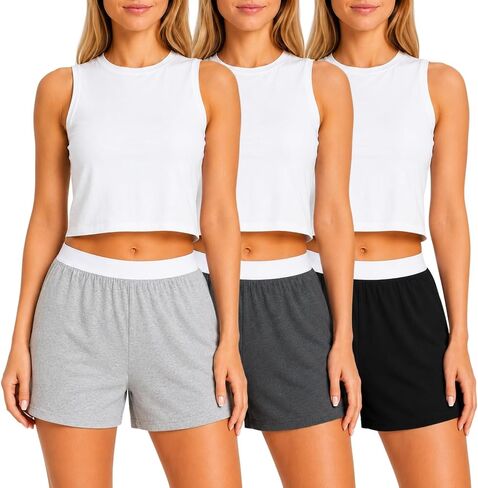 Ultra Performance Womens Cotton Pajama Sleep Shorts 3 Pack Women’s PJ Lounge Boxers Short Pjs Boxer Bottoms Short’s for Women in Saudi Arabia