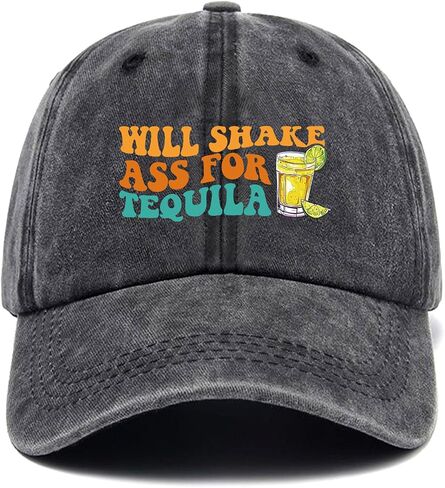Will Shake Ass for Tequila, Funny Baseball Cap, Tequila Lovers, Drink Enthusiasts, Adjustable Cotton Vintage Baseball Cap for Men Women, Gifts for Family Coworkers Friends Black in Saudi Arabia
