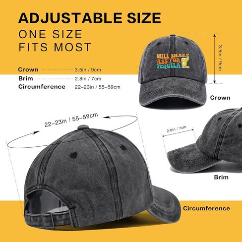 Will Shake Ass for Tequila, Funny Baseball Cap, Tequila Lovers, Drink Enthusiasts, Adjustable Cotton Vintage Baseball Cap for Men Women, Gifts for Family Coworkers Friends Black in Saudi Arabia