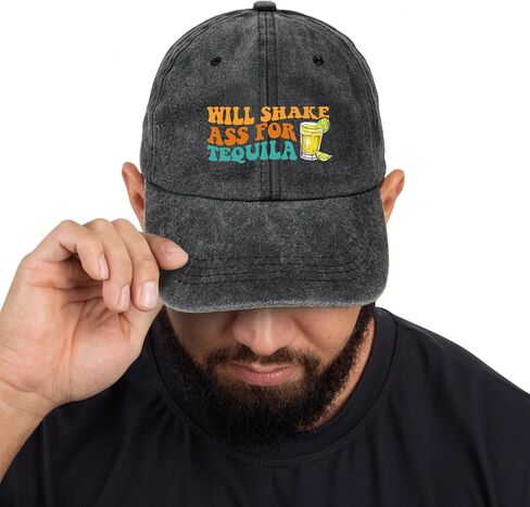 Will Shake Ass for Tequila, Funny Baseball Cap, Tequila Lovers, Drink Enthusiasts, Adjustable Cotton Vintage Baseball Cap for Men Women, Gifts for Family Coworkers Friends Black in Saudi Arabia