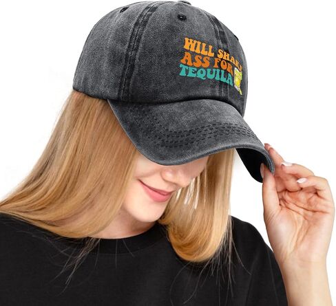 Will Shake Ass for Tequila, Funny Baseball Cap, Tequila Lovers, Drink Enthusiasts, Adjustable Cotton Vintage Baseball Cap for Men Women, Gifts for Family Coworkers Friends Black in Saudi Arabia