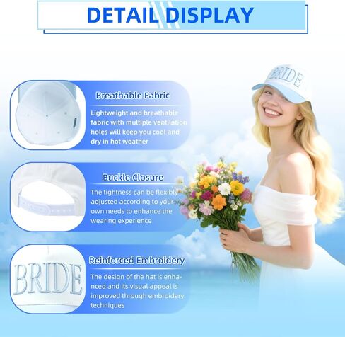 Bride Trucker Hat-Adjustable Embroidered Wedding Cap for Bride-to-Be Bachelorette Accessory Bridesmaid Great Gift in Kuwait