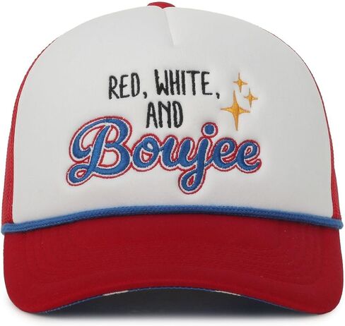 Outdoor Cap Red White & Boujee Trucker Hat – Patriotic Women’s Snapback Cap, Funny Americana Graphic Hat in Kuwait