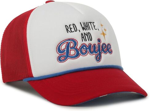Outdoor Cap Red White & Boujee Trucker Hat – Patriotic Women’s Snapback Cap, Funny Americana Graphic Hat in Kuwait
