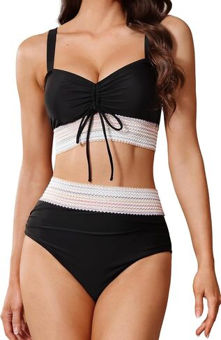 Trifabricy Women High Waisted Bikini Sets Two Piece Swimsuit for Women, Tummy Control Swimsuits Color Block Bathing Suit 2026 in Saudi Arabia