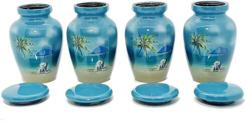 UR Keepsake Urn Set of 4 Beach Picnic Side Cremation Urn for Human Ashes with Velvet Box and 4 Velvet Bag-Mini Keepsake Urn (3 cu.in x 4pcs) in Saudi Arabia