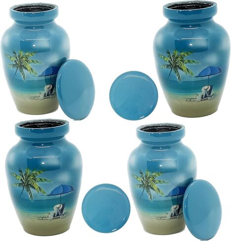 UR Keepsake Urn Set of 4 Beach Picnic Side Cremation Urn for Human Ashes with Velvet Box and 4 Velvet Bag-Mini Keepsake Urn (3 cu.in x 4pcs) in Saudi Arabia