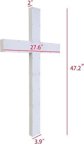 FixtureDisplays® 27.6X47.2 * 2 بوصة صليب مضاء بإضاءة LED، إطار معدني من ستة أقسام لوح أكريليك أبيض 21868-NPF in Kuwait