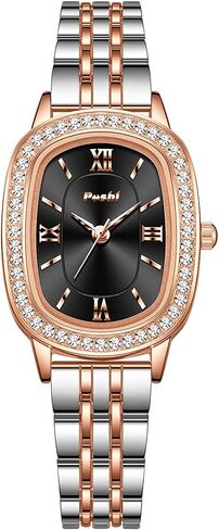 Small Gold Watches for Women, Diamond Oval Analog Quartz Waterproof Watch in Saudi Arabia